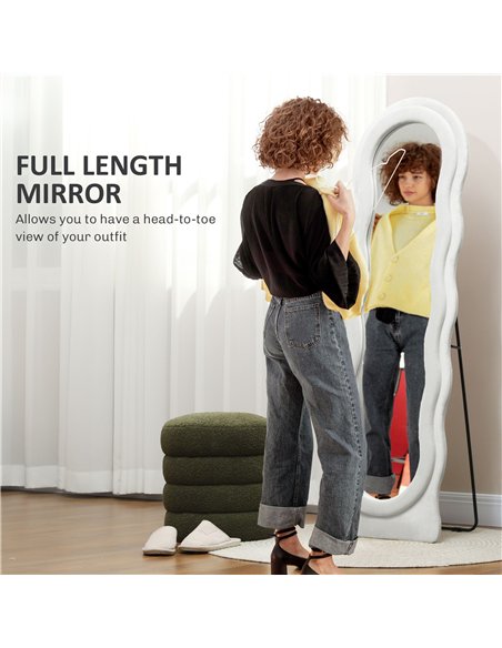 HOMCOM Retro Wavy Velvet Mirror 831-861V70WT - White - pic 132980 | FastDaddyshop