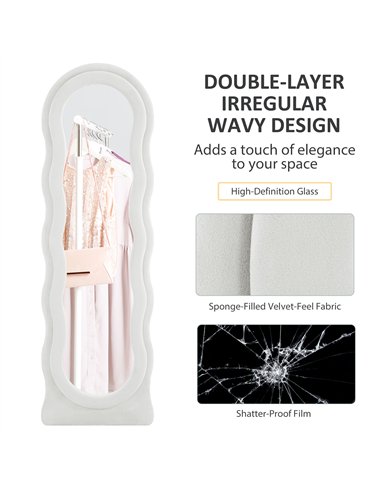 HOMCOM Retro Wavy Velvet Mirror...