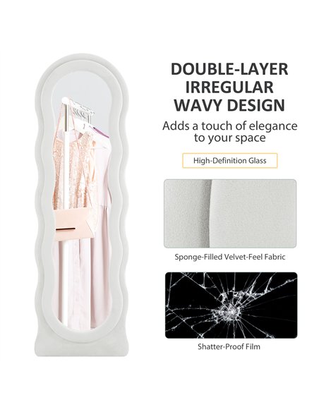 HOMCOM Retro Wavy Velvet Mirror 831-861V70WT - White - pic 132981 | FastDaddyshop