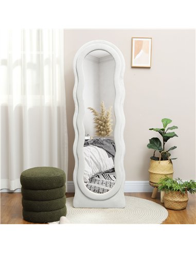 HOMCOM Retro Wavy Velvet Mirror...