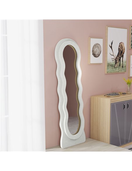 HOMCOM Retro Wavy Velvet Mirror 831-861V70WT - White - pic 132984 | FastDaddyshop