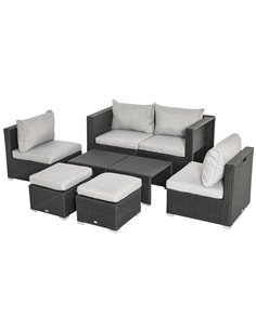 Outsunny 8-Piece Outdoor Rattan Sofa Set with Cushions, Black