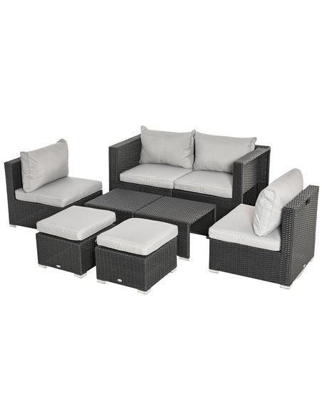 Outsunny 8-Piece Outdoor Rattan Sofa Set with Cushions, Black - pic 13299 | FastDaddyshop