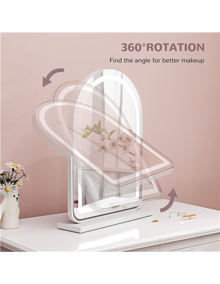 HOMCOM 360° LED Vanity Mirror with Touch Control, White 505-023V71WT - pic 132992 | FastDaddyshop