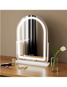 HOMCOM 360° LED Vanity Mirror, Touch Control, White -...