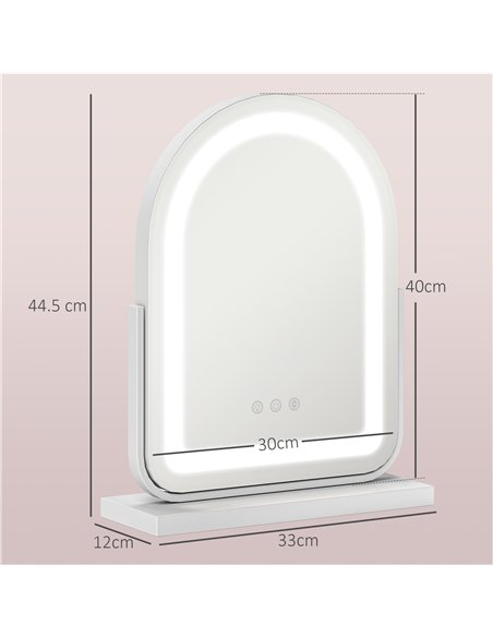 HOMCOM 360° LED Vanity Mirror, Touch Control, White - 505-023V70WT - pic 132997 | FastDaddyshop