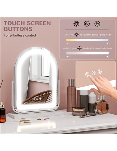 HOMCOM 360° LED Vanity Mirror, Touch...