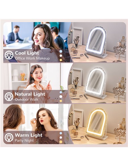 HOMCOM 360° LED Vanity Mirror, Touch Control, White - 505-023V70WT - pic 132999 | FastDaddyshop