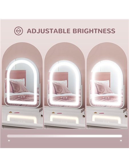 HOMCOM 360° LED Vanity Mirror, Touch Control, White - 505-023V70WT - pic 133000 | FastDaddyshop