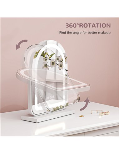 HOMCOM 360° LED Vanity Mirror, Touch...