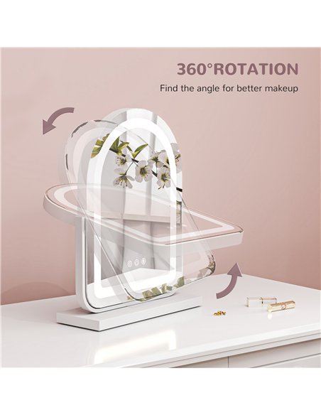HOMCOM 360° LED Vanity Mirror, Touch Control, White - 505-023V70WT - pic 133001 | FastDaddyshop