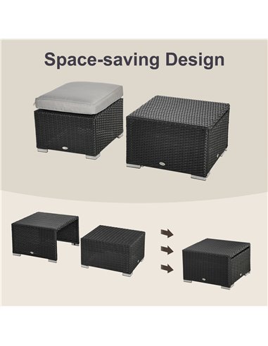 Outsunny 8-Piece Outdoor Rattan Sofa Set with Cushions, Black