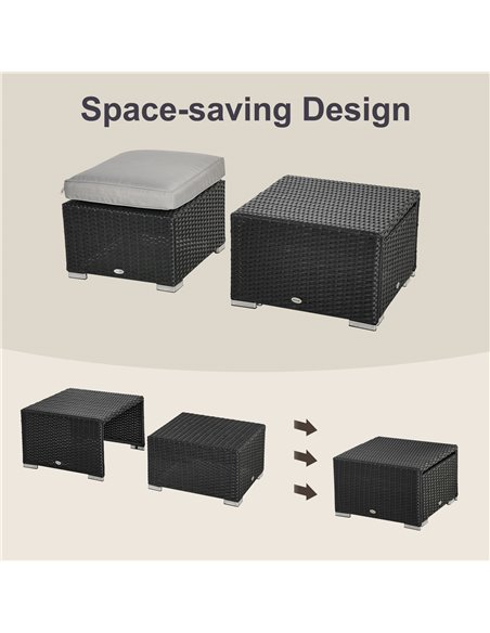 Outsunny 8-Piece Outdoor Rattan Sofa Set with Cushions, Black - pic 13302 | FastDaddyshop