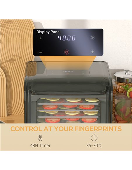 HOMCOM Gourmet Six-Tray Dehydrator 800-231V70BK - Black - pic 133027 | FastDaddyshop