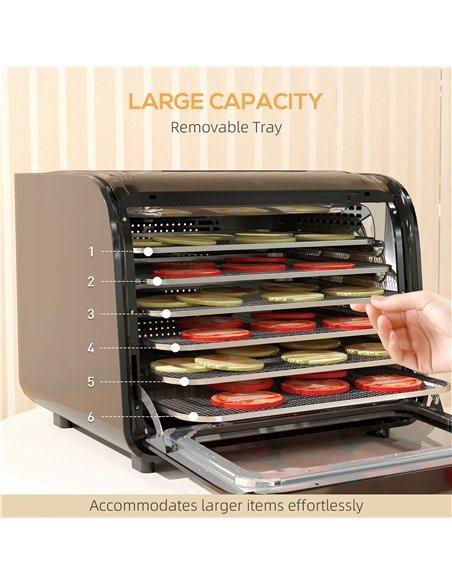 HOMCOM Gourmet Six-Tray Dehydrator 800-231V70BK - Black - pic 133028 | FastDaddyshop