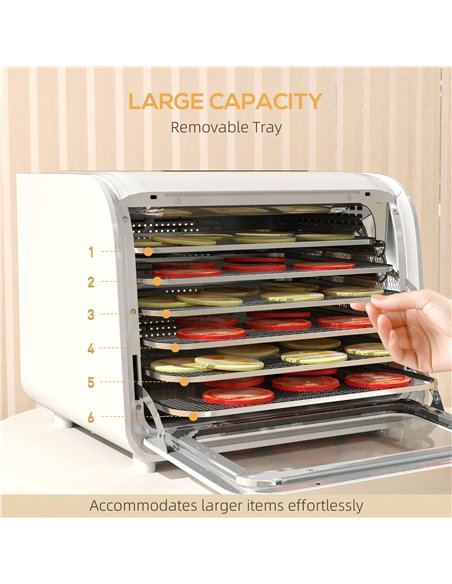 HOMCOM Gourmet Six-Tray Dehydrator 800-231V70WT - White - pic 133037 | FastDaddyshop