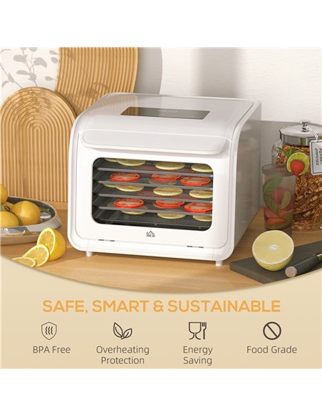 HOMCOM Gourmet Six-Tray Dehydrator 800-231V70WT - White - pic 133038 | FastDaddyshop