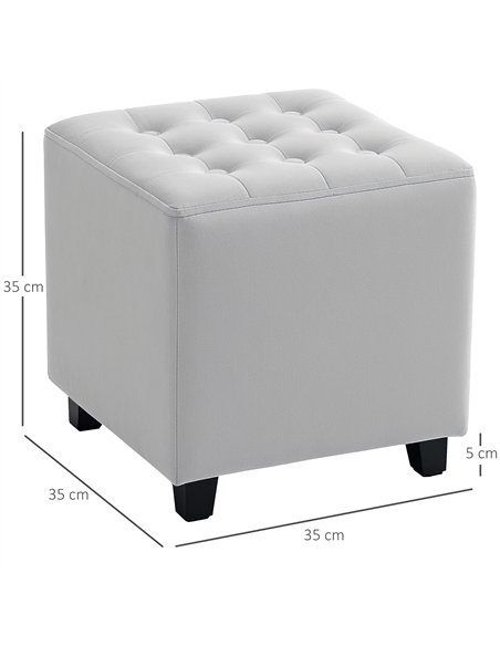 HOMCOM Lux Velvet Ottoman 838-516V70LG - Light Grey - pic 133051 | FastDaddyshop