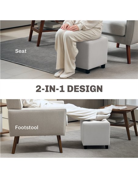 HOMCOM Lux Velvet Ottoman 838-516V70LG - Light Grey - pic 133052 | FastDaddyshop