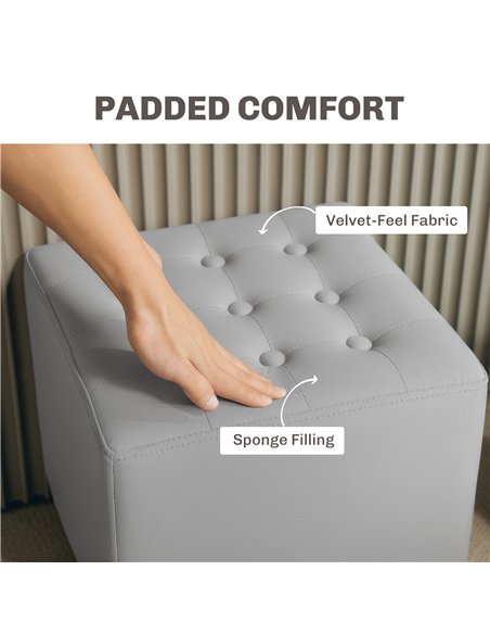 HOMCOM Lux Velvet Ottoman 838-516V70LG - Light Grey - pic 133053 | FastDaddyshop