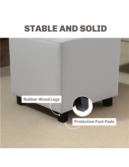 HOMCOM Lux Velvet Ottoman 838-516V70LG - Light Grey - pic 133054 | FastDaddyshop