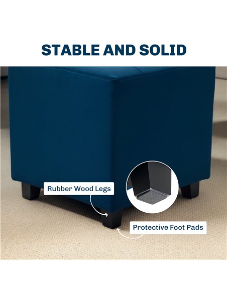 HOMCOM Luxe Velvet Ottoman 838-516V70BU - Blue - pic 133063 | FastDaddyshop