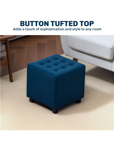 HOMCOM Luxe Velvet Ottoman 838-516V70BU - Blue - pic 133064 | FastDaddyshop