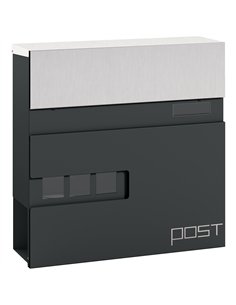 HOMCOM Modern Galvanised Steel Post Box, Charcoal Grey,...