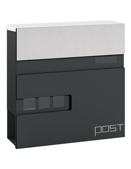 HOMCOM Modern Galvanised Steel Post Box, Charcoal Grey, B80-017V01CG - pic 133076 | FastDaddyshop