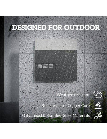 HOMCOM Modern Galvanised Steel Post Box, Charcoal Grey, B80-017V01CG - pic 133079 | FastDaddyshop