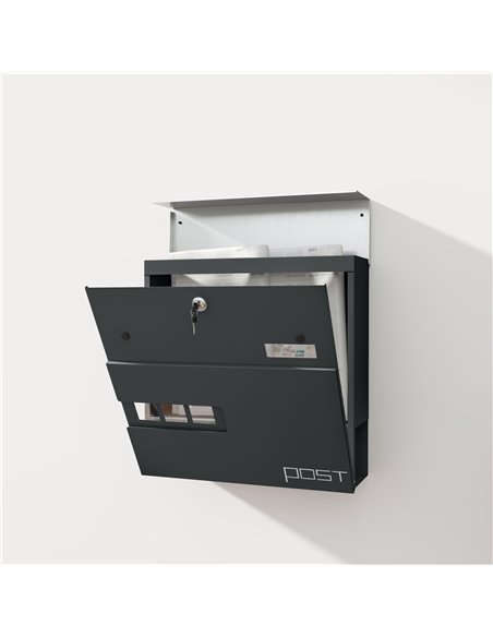 HOMCOM Modern Galvanised Steel Post Box, Charcoal Grey, B80-017V01CG - pic 133084 | FastDaddyshop