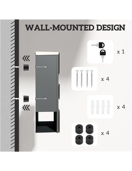 HOMCOM Modern Weatherproof Wall Post Box with Viewing Window, White B80-017V00WT - pic 133091 | FastDaddyshop