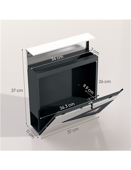HOMCOM Modern Galvanised Steel Wall Post Box, Silver, B80-018V00SR - pic 133096 | FastDaddyshop