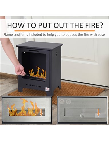 HOMCOM Ethanol Fireplace, 0.9L, 3hr...