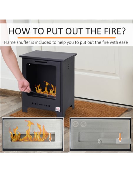 HOMCOM Ethanol Fireplace, 0.9L, 3hr Burn, Black, Ref: 820-156 - pic 133107 | FastDaddyshop