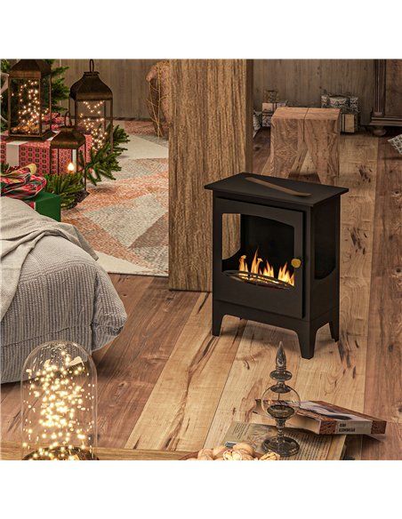 HOMCOM Vintage Steel Bioethanol Fireplace, Black - 820-375V00BK - pic 133127 | FastDaddyshop