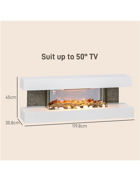 HOMCOM 47" Electric Fireplace Suite, LED Flame, Remote, 2000W, White 820-423V70WT - pic 133132 | FastDaddyshop