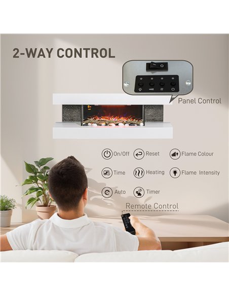 HOMCOM 47" Electric Fireplace Suite, LED Flame, Remote, 2000W, White 820-423V70WT - pic 133134 | FastDaddyshop