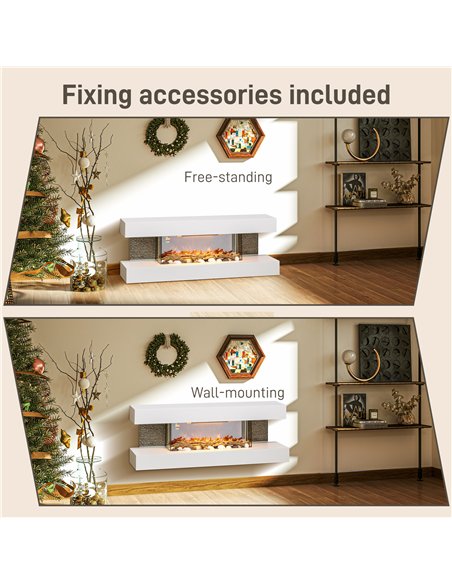 HOMCOM 47" Electric Fireplace Suite, LED Flame, Remote, 2000W, White 820-423V70WT - pic 133137 | FastDaddyshop