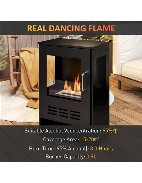 HOMCOM Freestanding Bioethanol Fireplace Stove, 27 Inch, Black, 820-431V00BK - pic 133142 | FastDaddyshop