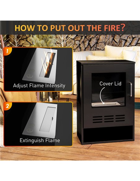 HOMCOM Freestanding Bioethanol Fireplace Stove, 27 Inch, Black, 820-431V00BK - pic 133143 | FastDaddyshop