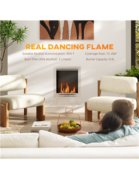 HOMCOM Bioethanol Fireplace Insert, 0.9L, 3.3hr Burn, Silver 820-433V00SR - pic 133151 | FastDaddyshop