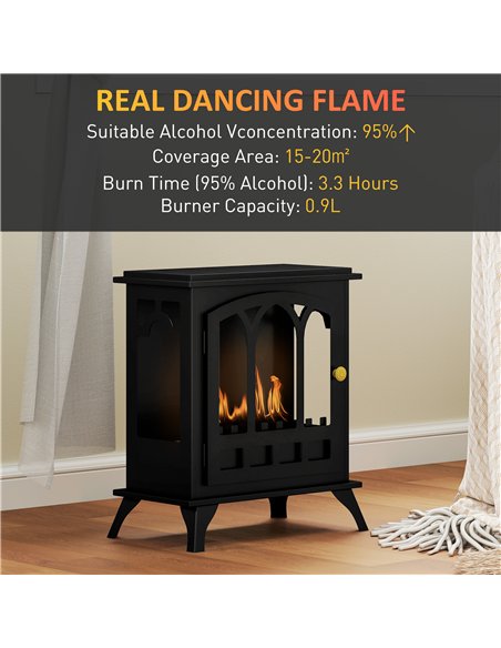 HOMCOM Freestanding Bioethanol Fireplace Stove, 21 Inch, Black, 820-434V00BK - pic 133160 | FastDaddyshop