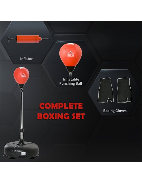 HOMCOM Adjustable Boxing Set with Stand, Red - A91-192RD - pic 133170 | FastDaddyshop