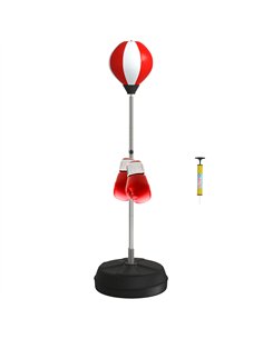 HOMCOM Adjustable Free Standing Boxing Set, Red -...