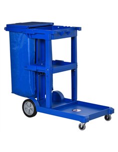 HOMCOM Professional Cleaning Cart with Bin & Shelves -...
