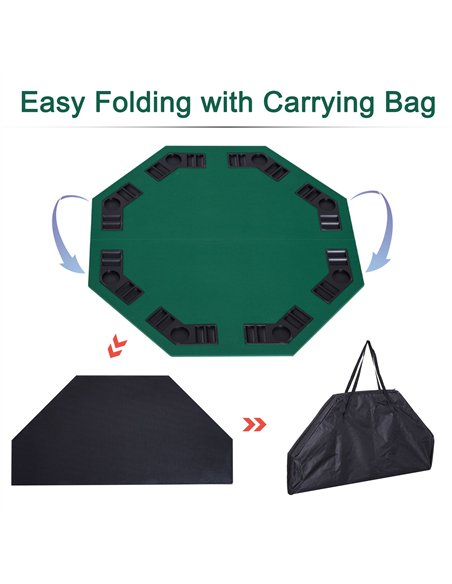 HOMCOM 48" Foldable Poker Table Top 8 Players Green B8-0001 - pic 133224 | FastDaddyshop