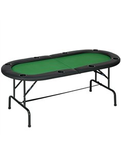 HOMCOM 8 Player Folding Poker Table, Green and Black,...