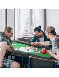 HOMCOM 8 Player Folding Poker Table, Green and Black,... 2