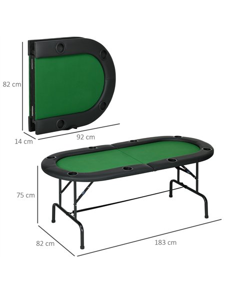 HOMCOM 8 Player Folding Poker Table, Green and Black, B8-0002 - pic 133231 | FastDaddyshop
